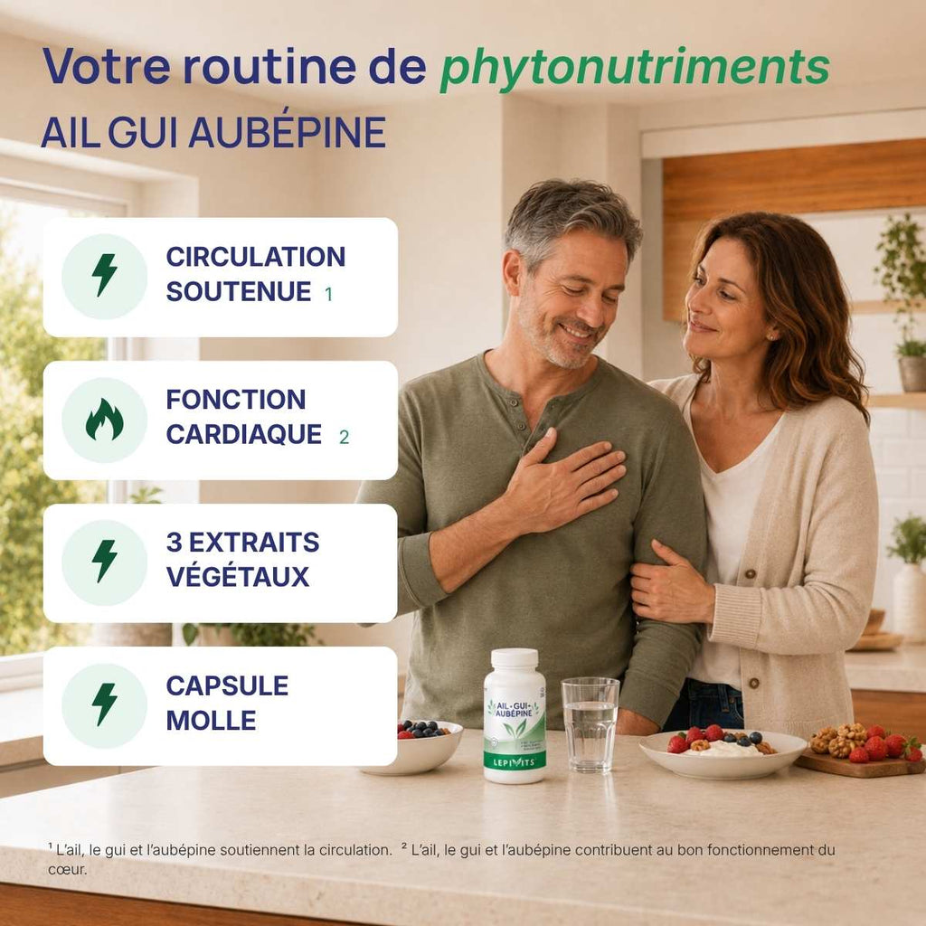 Ail-gui-aubépine Lepivits : circulation soutenue, fonction cardiaque, 3 extraits végétaux