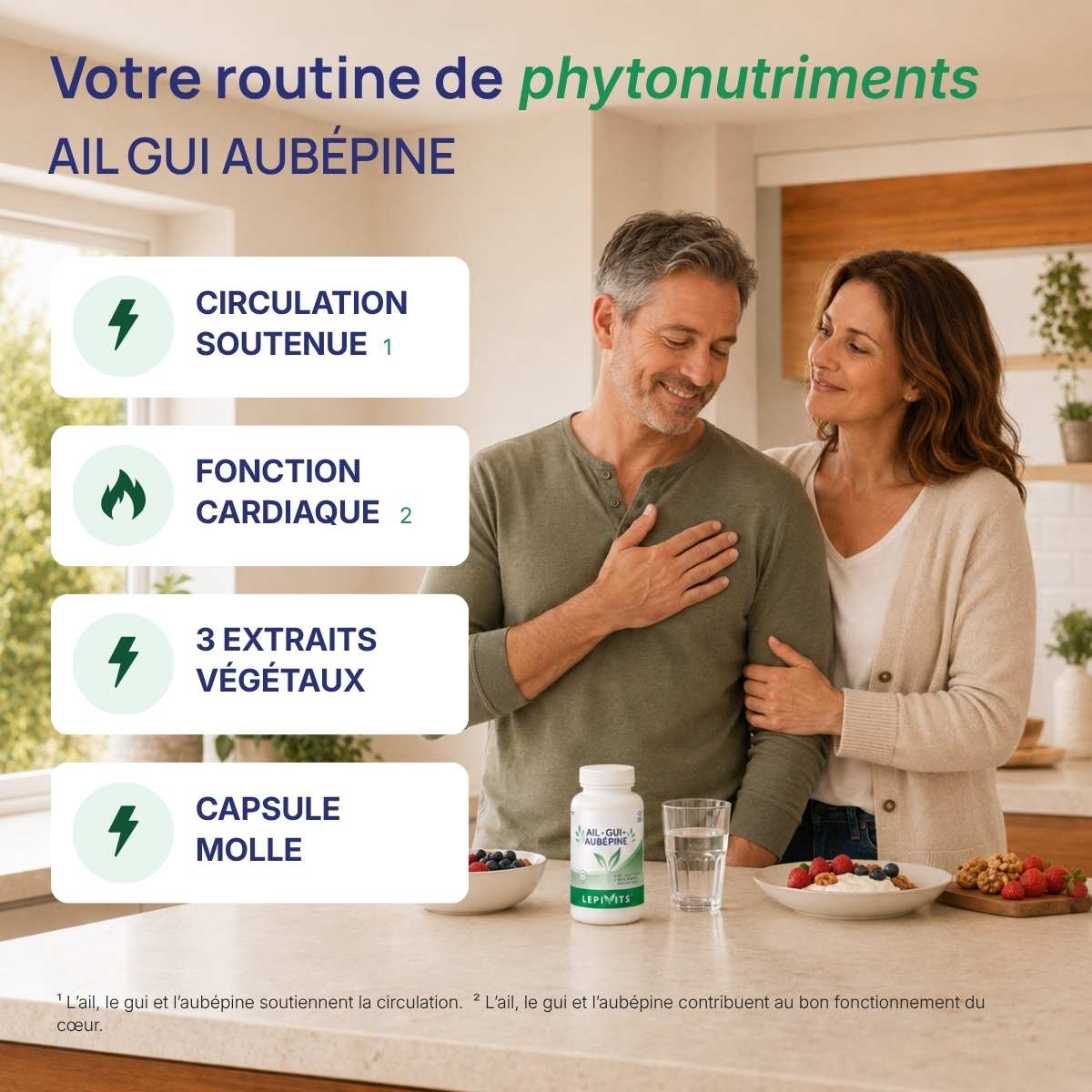 Ail-gui-aubépine Lepivits : circulation soutenue, fonction cardiaque, 3 extraits végétaux