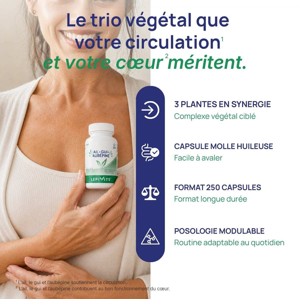 Femme tenant le flacon Ail-gui-aubépine
