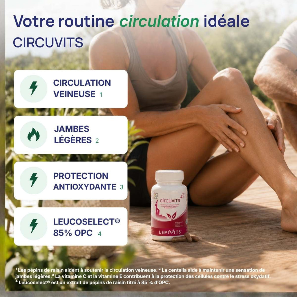 Circuvits Lepivits : circulation veineuse, jambes léères, protection antioxydante, Leucoselect 85% OPC.