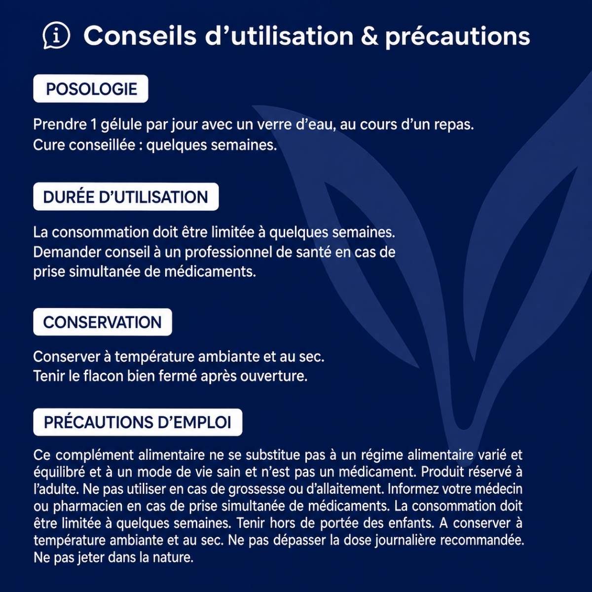 Conseils d'utilisation et précautions Circuvits Lepivits : posologie, précaution, conservation et mises en garde.