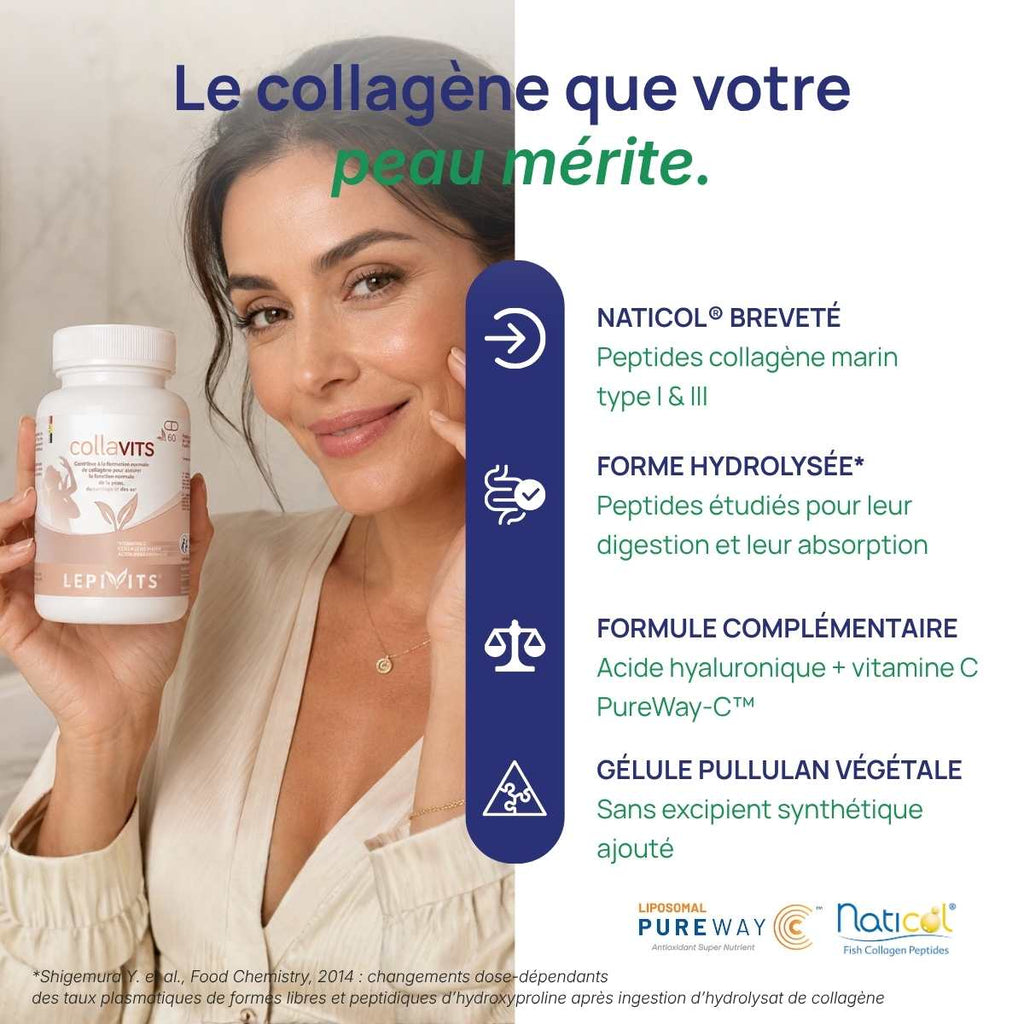 Femme tenant le flacon Collavits Lepivits contre son visage.