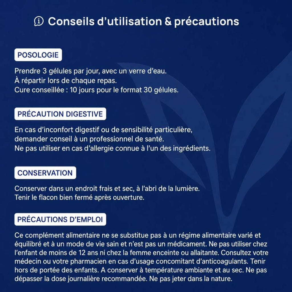 Conseils d'utilisation et précautions Enzyvits Lepivits : posologie, précaution, conservation et mises en garde.