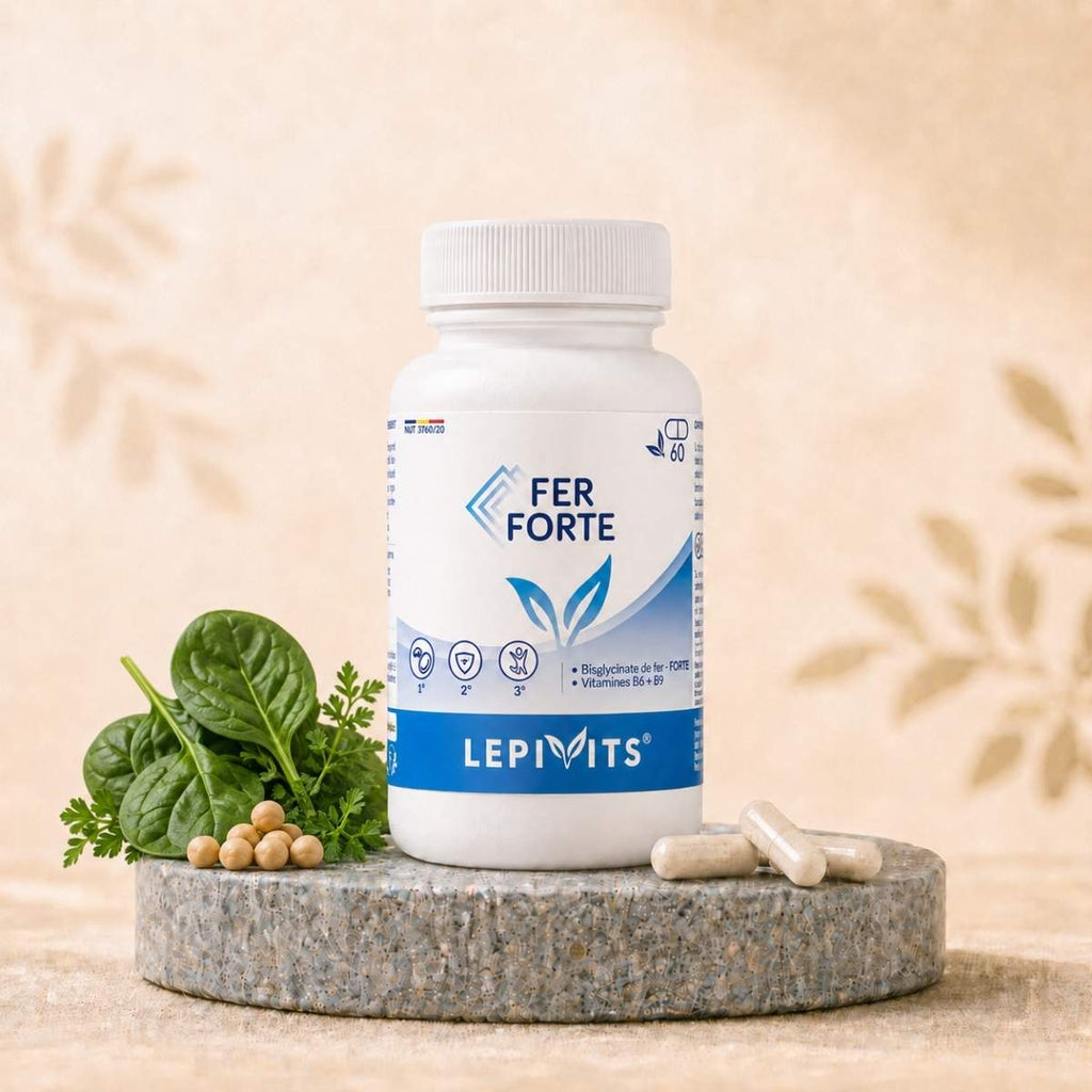 Flacon de Fer Forte Lepivits, complément de fer avec gélules végétales pullulan.