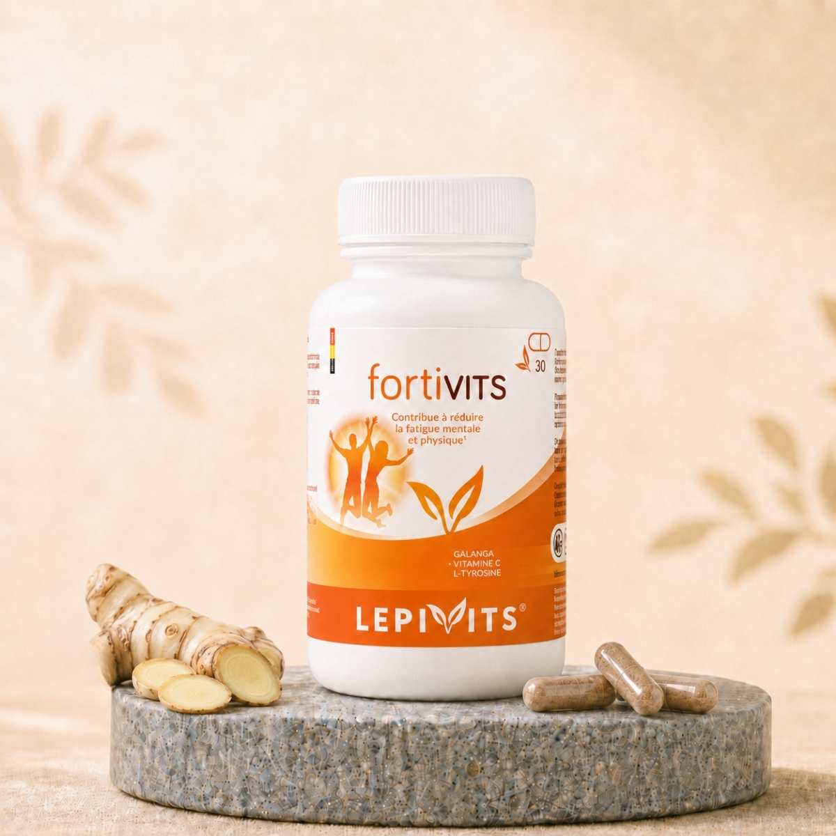 Flacon de Fortivits Lepivits, complément EnXtra™, L-tyrosine & PureWay-C™ avec gélules végétales pullulan.