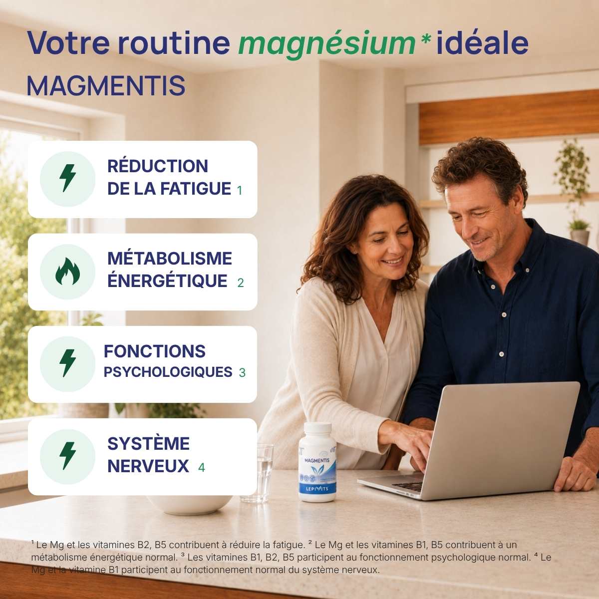 Magmentis Lepivits : 4 bienfaits du magnésium (fatigue, énergie, fonctions psychologiques, système nerveux).