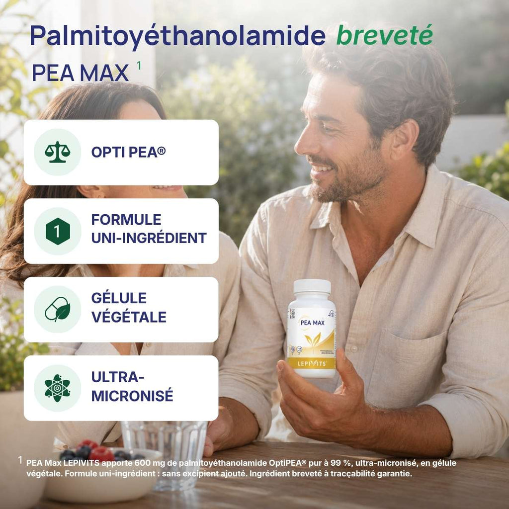 PEA Max Lepivits : PEA breveté OptiPEA®, formule uni-ingrédient, gélule végétale