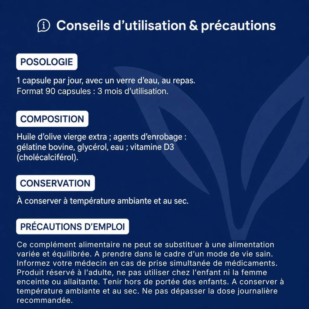 Conseils d'utilisation et précautions Vitamine D3 Forte 3000UI Lepivits : posologie, précaution, conservation et mises en garde.
