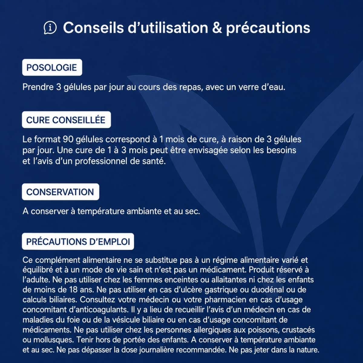 Conseils d'utilisation et précautions Articare Lepivits : posologie, précaution, conservation et mises en garde.
