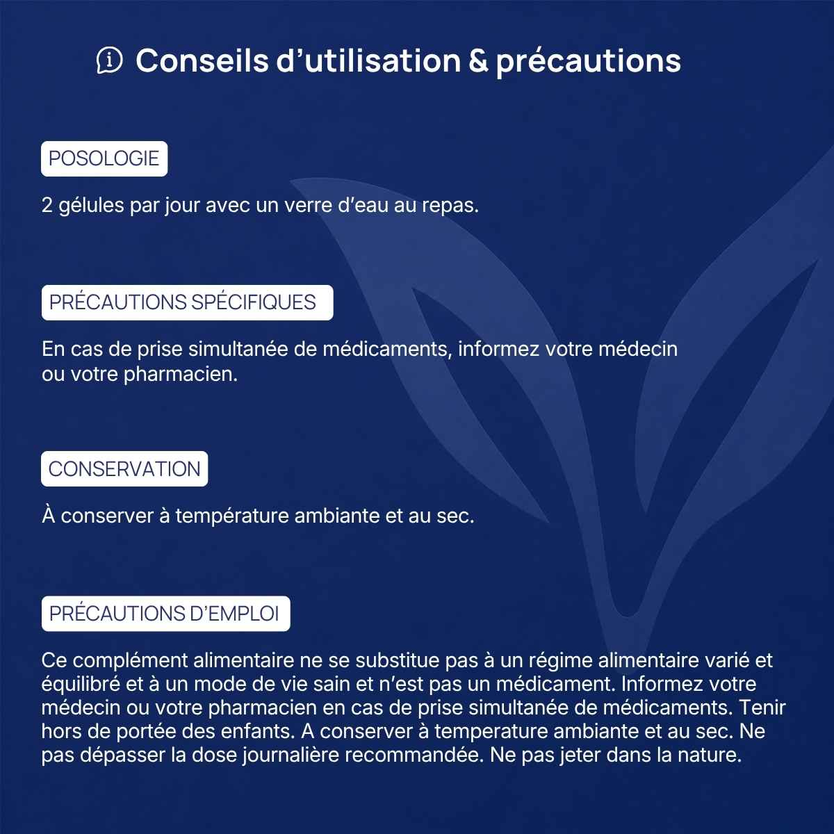 Conseils d'utilisation et précautions Perméavits Lepivits : posologie, précaution, conservation et mises en garde.