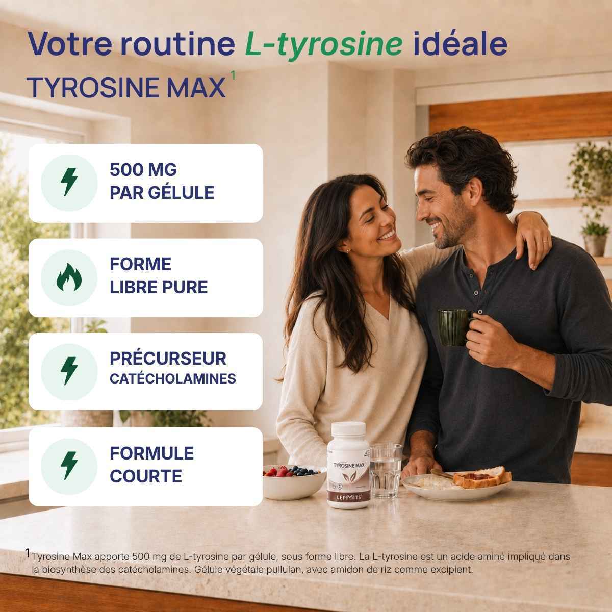 Tyrosine max Lepivits : L-Tyrosine – Acide aminé dosé à 500 mg